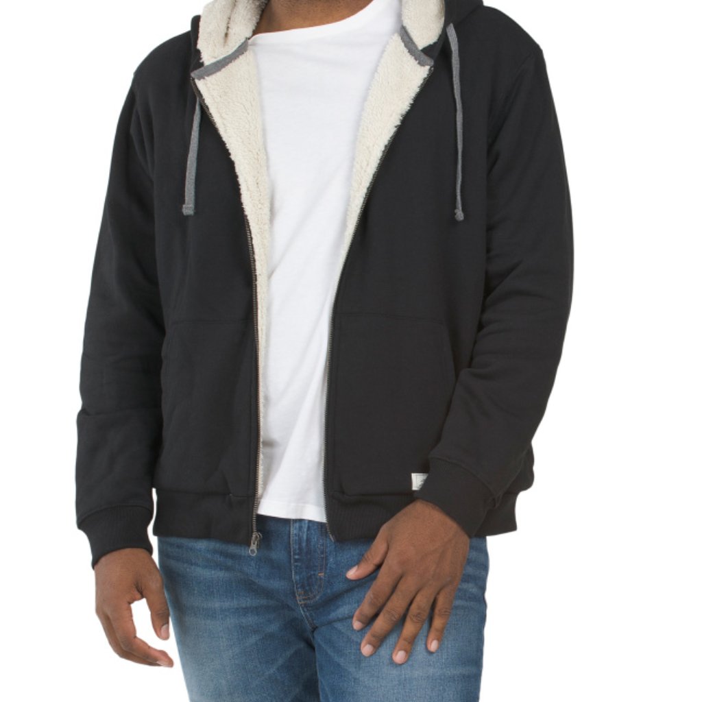 Eddie Bauer Black Sherpa Lined Zip Up Hooded Jacket